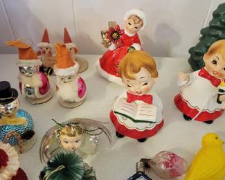 Vintage Christmas.  Includes Lefton, Josef Originals, mercury glass pieces, and more