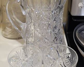 Brilliant cut pitcher and glasses