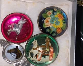 Lucite domed brooches