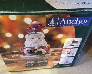 Anchor Hocking santa platter