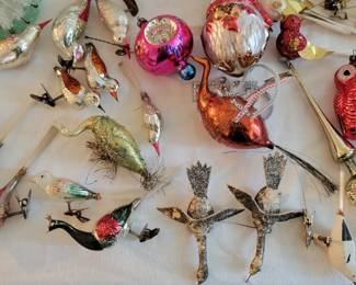 Vintage glass bird ornaments 
