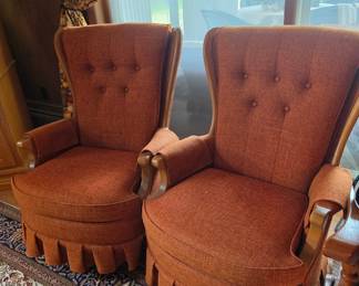 Mid-Century Modern Wingback Swivel Chairs