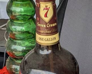 Seagram's Seven Crown One Gallon Whiskey Bottle with Promotional Pump Dispenser