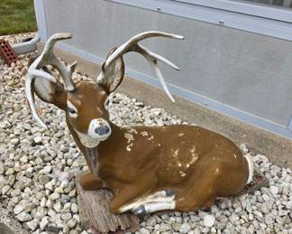 Vintage Molded Plastic Reclining Deer Lawn Ornament