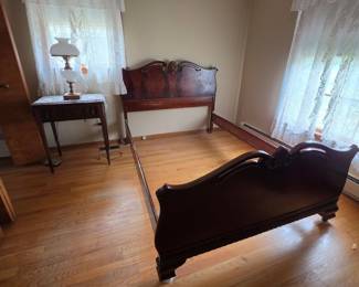 Vintage French Provincial Carved Mahogany Full Size Bed Frame