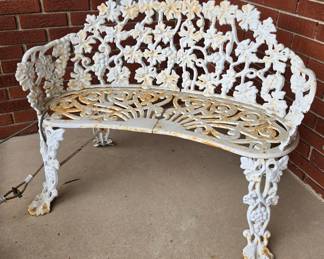 Vintage Cast Iron Grape and Leaf Pattern Garden Bench