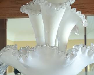 Fenton Silver Crest Milk Glass Epergne