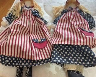 Pair of Americana Folk Art Rag Dolls