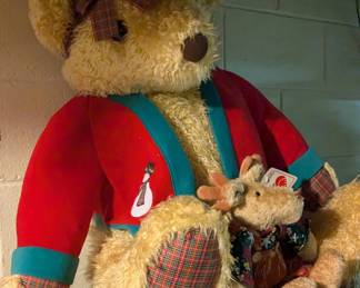 Hallmark "Merrily" Bear Plush with Reindeer Companion