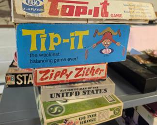 Vintage Ideal Tip-It and Top-It Board Games