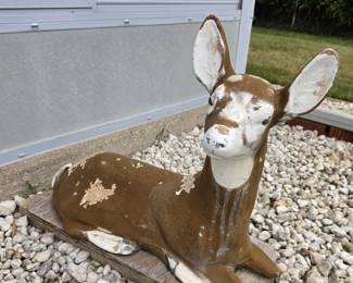 Vintage Concrete Lawn Deer Fawn Statue