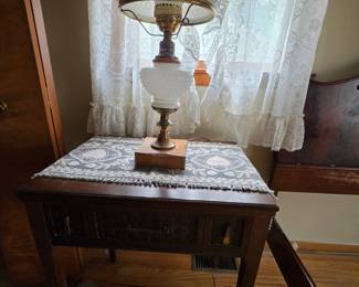 Vintage Milk Glass Hobnail Electric Student Lamp