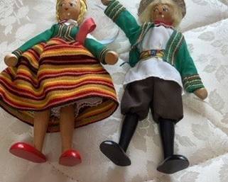 Vintage Polish Folk Costume Wooden Dolls