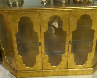 Giltwood Three-Door Display Credenza