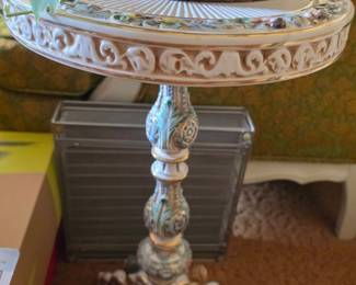 Italian Capodimonte Style Pedestal Accent Table