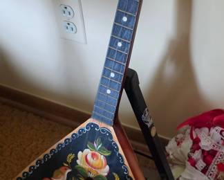 Hand-Painted Balalaika with Floral Motif