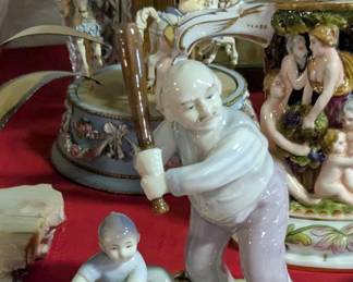 Paul Sebastian "Strike Out" Grandpa and Boy Playing Baseball Figurine