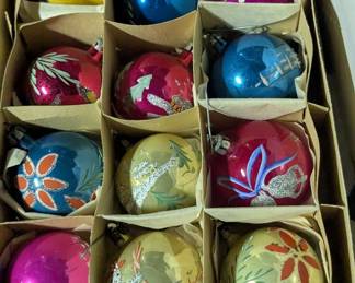 Vintage Polish Blown Glass Christmas Ornaments