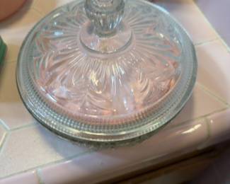 Vintage Pink Depression Glass Butter Dish