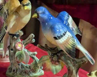Lefton Porcelain Bluebird and Goldfinch Figurines