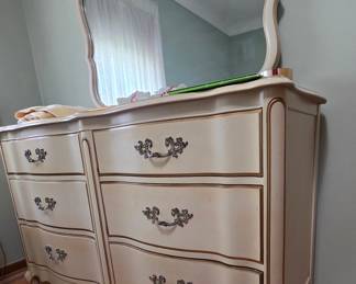 Dixie French Provincial Style Nine-Drawer Dresser with Mirror