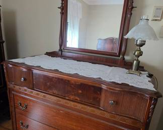 Victorian Revival Mahogany Dresser with Mirror