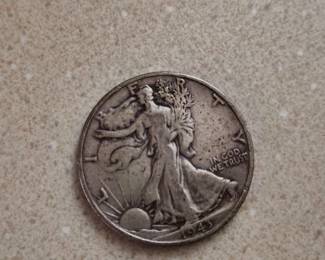 1943 Walking Liberty US Coin - contains 90% silver
