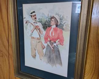 golfing framed picture