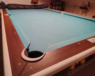 vintage Monterey billiard pool table with accessories