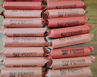 older unsearched rolled pennies