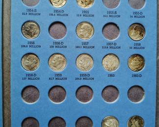 Old roosevelt dimes in collector book