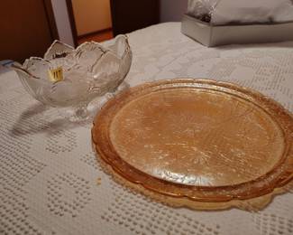 depression glass platter, dish