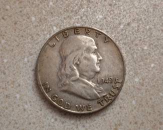 1949 Franklin half dollar coin - 90% silver