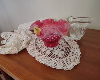 Fenton glass dish, lead crystal dish