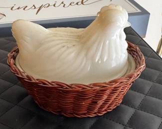 Milk Glass Hen on Nest