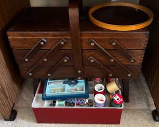 Vintage Sewing Box with Accessories