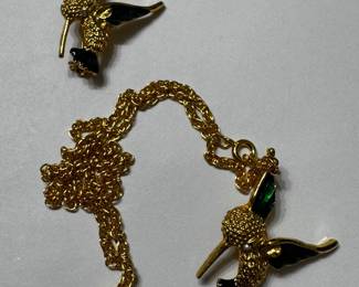 Hummingbird necklace and pin