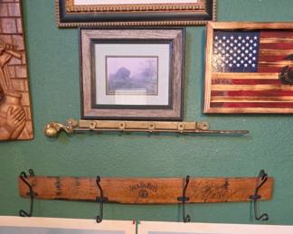 Hat Rack made from Whiskey Barrel  - Brass Rack - 