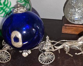 Italian Sterling Silver and Morano Glass Cinderella Buggy