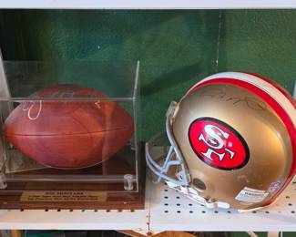 Joe Montano Signed Football and Helmet San Francisco 