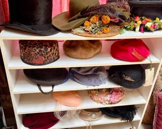 Antique beaver fur felt top hat and other lovely chapeaus 