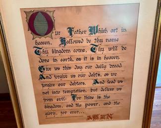Antique Calligraphy of the Lords Prayer