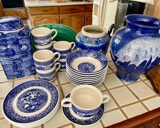 Blue Willow and other blue pottery