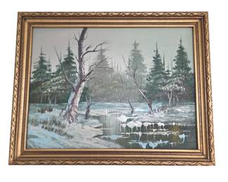 (O3) - "Masterpiece Originals" Winter Landscape Oil - Taiwan - 1960s - ($65 OBO)