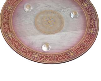 (G1) - Cranberry Glass Footed Plate / Tazza (Gold Gilt) Bohemian / Moser style  ·  c. mid-20th c.- $90 OBO