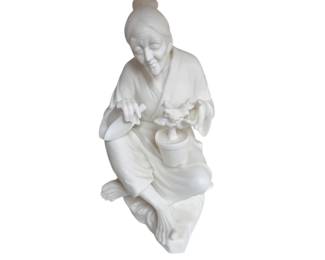 (O5) - White Bisque Figurine — Seated Woman with Bonsai - 1960s ($40 OBO)