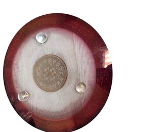 (G1) - Cranberry Glass Footed Plate / Tazza (Gold Gilt) Bohemian / Moser style  ·  c. mid-20th c.- $90 OBO