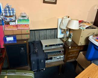 Vintage audio equipment, sewing machines, luggage, speakers and much more