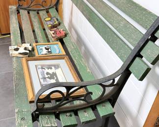 Cast Iron & Weathered Wood Park Bench