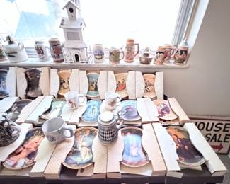 Huge Collection of Norman Rockwell Plates (With Original Papers & Boxes) Beer Stein Collection